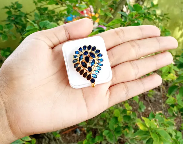 Assamese_Traditional_Copper_Gold_Plated_Blue_Colour_Finger-Ring_For_Girls_&_Women
